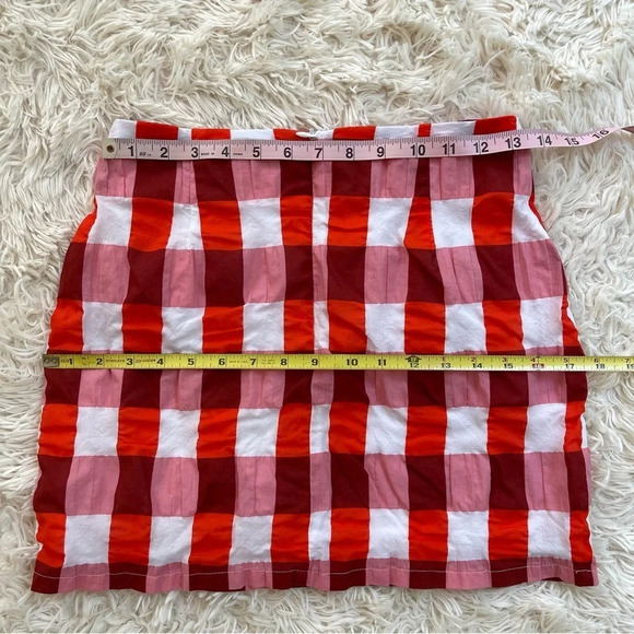 Judith March mini checkered skirt cotton blend red white burgundy size S - Picture 6 of 7